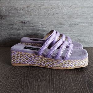 Vintage 90s Bandolino Square Toe Strappy Espadrille Sandal Slip On Size 7